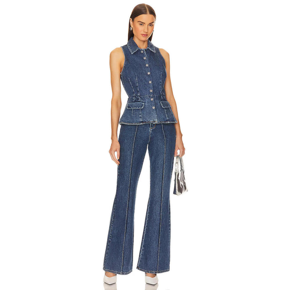 NWT Self Portrait Blue Denim Jeans size 8 reg $490